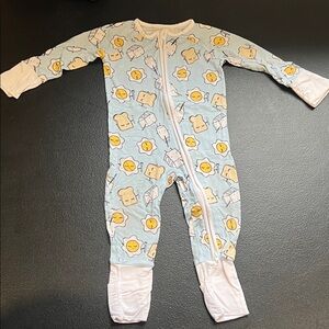 Little Sleepies 3-6m blue breakfast buddies zippy